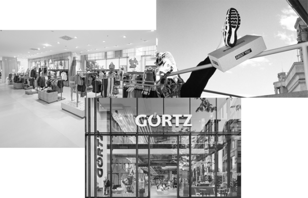 two images of shops as a collage and an image