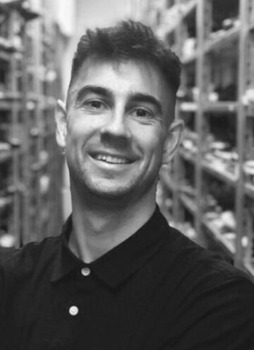 Person in shoe warehouse